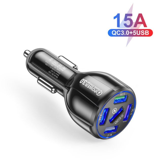 Factory Wholesale 5-port 15A QC3.0 5USB Car Charger Fast Charge Car Charger One For Five Mobile Phone Car Charger Main Image