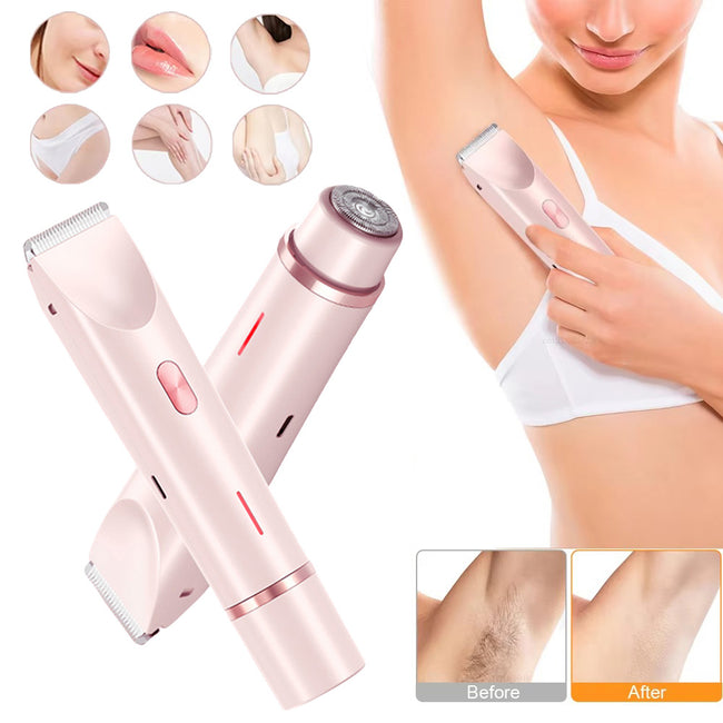 2 In 1 Hair Remover Women's Double Head Shaver Private Pubic Hair Trimmer Electric Razor Wet Dry Electric Body Hair Hover Image
