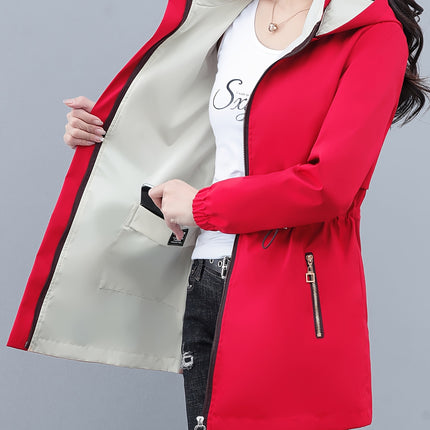 Womens Reversible Windbreaker Jacket Two Tone Black Red