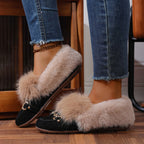 Cotton-padded With Velvet Lightweight And Comfortable Skin-friendly Plush Comfortable Versatile Women's Shoes