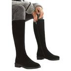 Women's Solid Color Fashion Frosted Long Martin Suede Boots