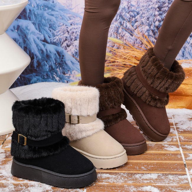 Women's Plus Size Snow Boots Fleece Lined Padded Warm Keeping Non-slip Ankle Boots Hover Image