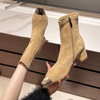 Fashion Elegant Square Head French Chunky Heel Boots