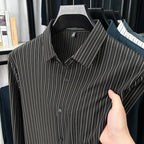 Spring And Autumn New Vertical Striped Shirt Men