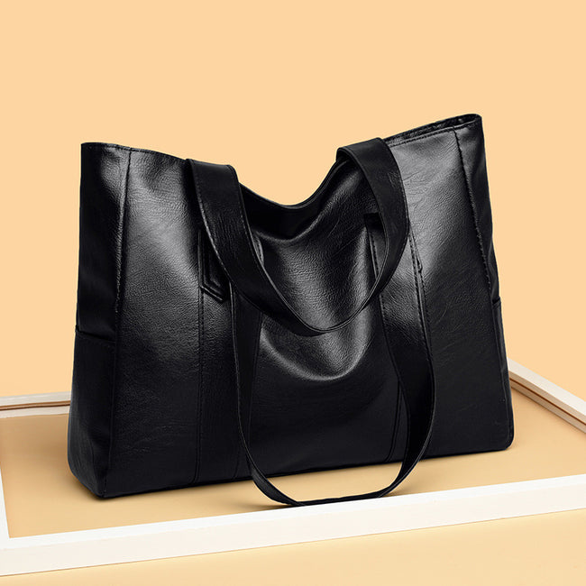 Retro High Sense Soft Leather Tote Simple Versatile Handbag Commuter Texture Ladies Underarm Bag Main Image