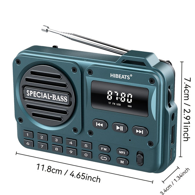 Portable Wireless FM Radio TF Card Playback 8 Speaker Stereo