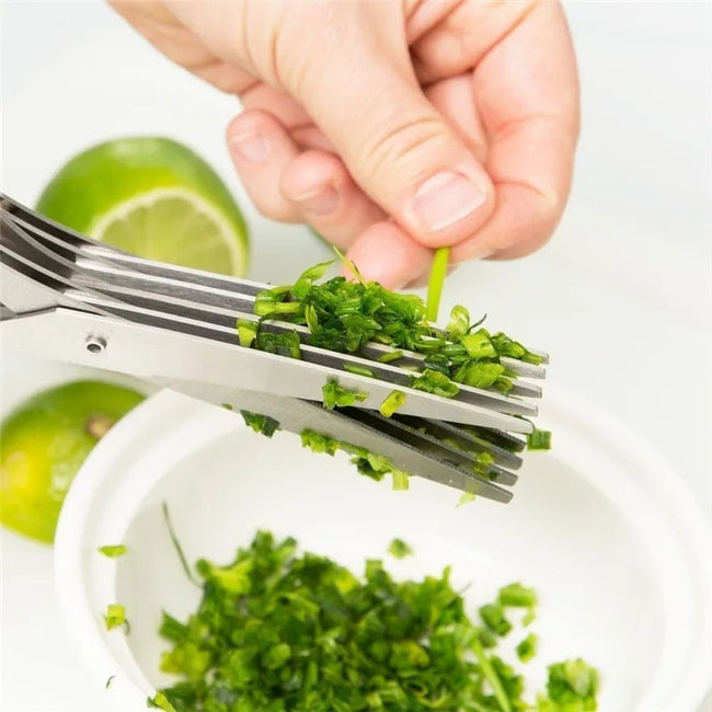 Multifunctional Multi-layer Green Onion Scissors Stainless Steel Onion Cutting Knife Herb Seaweed Spice Scissors Kitchen Scissor Kitchen Gadgets Main Image