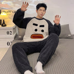 Plush Pajamas Men's Winter Warm Leisure Flannel Suit
