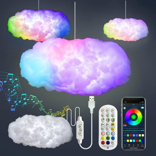 USB Cloud Light APP Control Music Synchronization 3D RGBIC Ambient Light Lightning Simulation Clouds Bedroom Room Light Hover Image