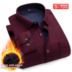 Autumn And Winter Warm Shirt Men's Long Sleeve Middle-aged Fleece Lined Padded Shirt