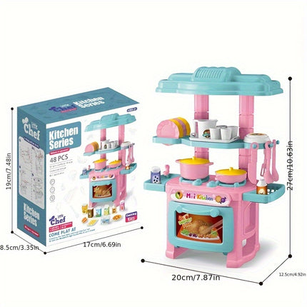 48 Piece Kitchen Playset Realistic Dolls With Dining Table