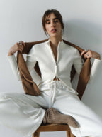 Zipper Slim Fit Top Stand Collar High Waist Trendy Long-sleeve Sweater Bottoming