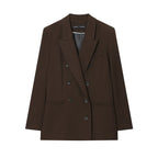 Pleated Padded Shoulder With Straight-leg Pants Coat