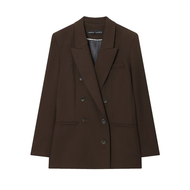 Pleated Padded Shoulder With Straight-leg Pants Coat Main Image