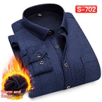 Autumn And Winter Warm Shirt Men's Long Sleeve Middle-aged Fleece Lined Padded Shirt