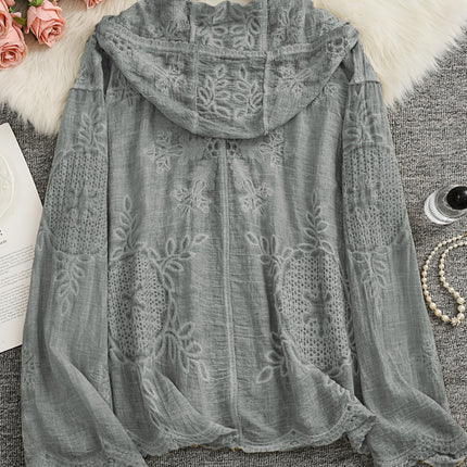 Long Sleeve Hooded Embroidered Jacket Comfortable Fit