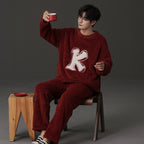 Plush Pajamas Men's Winter Warm Leisure Flannel Suit