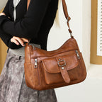 Retro Large Capacity Soft Authentic Leather Tactile Feel Shoulder Messenger Bag