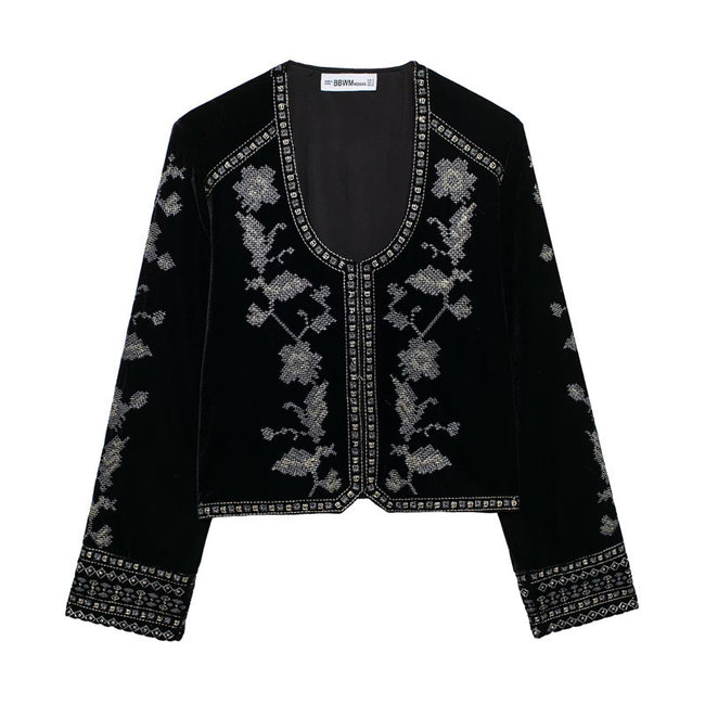 Women's Casual Embroidered Velvet Jacket Main Image