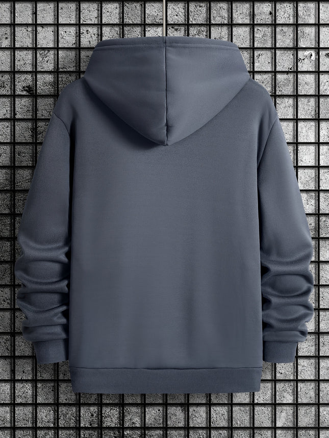 Never Give Up Print Hooded Sweatshirt Drawstring Pocket