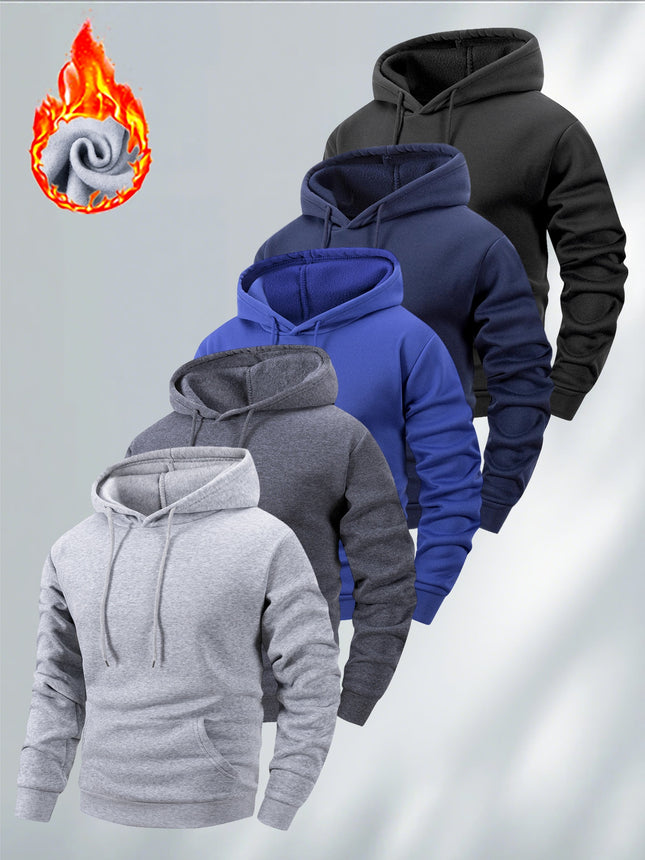 Mens Heavyweight Fleece Hooded Sweatshirts Loose Fit Pocket