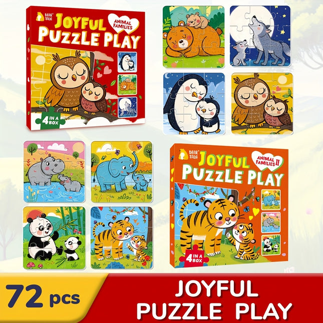 72 Pcs Parent Child Animal Jigsaw Puzzles For Kids Toy