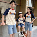 Dog Western Style Mother-daughter Matching Outfit Cotton Short Sleeve Contrast Color Korean Style