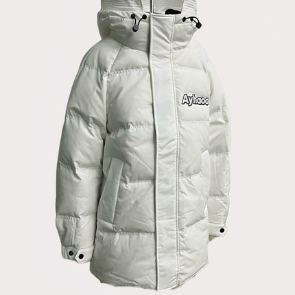 Solid Color Zip Up Hooded Coat Quilted Warm Winter Coat