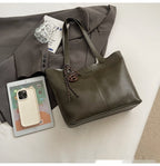 Large Capacity Casual Underarm Shoulder Bag Retro Textured Tote Bag