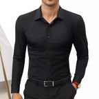 Full Elastic Force Shirt Men's Clothing Long Sleeve Shirt