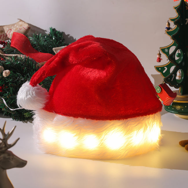 Christmas Hat LED Light Plush Children's Adult Christmas Decorations Christmas Supplies Luminous Santa Hat Home Decoracion Main Image
