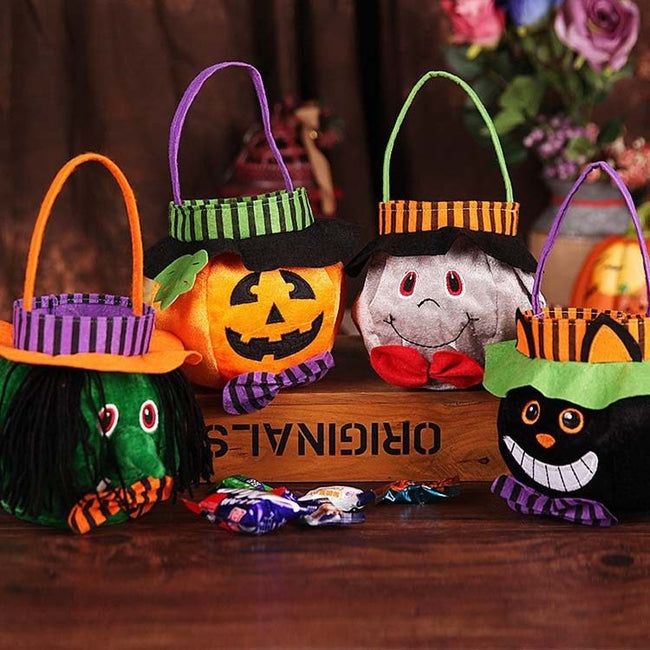 Cute Halloween Candy Bag Halloween Pumpkin Pattern Portable Handbag Cosplay Props Gift Basket Kids Gifts Hover Image