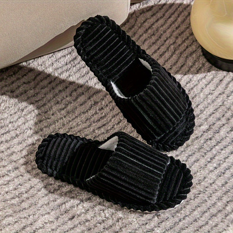 Men's Corduroy Striped Open Universal Indoor Corduroy Slippers