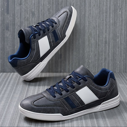 Mens Stylish Brown Navy Low Top Sneakers Casual Lace Up
