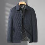 Men's Jacket Lightweight Business Diamond Lattice Shirt Autumn Winter Cotton-padded Coat