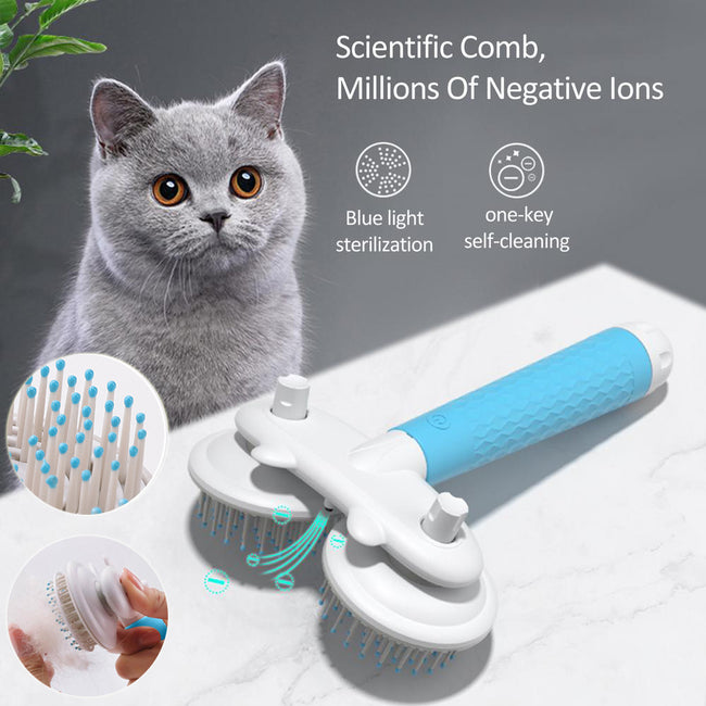 Pet Cat Brush Dog Slicker Brush Double-headed Negative Ion One-button Self Cleaning Dog Cat Hair Removal Pets Products Hover Image
