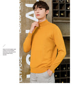 Men's Autumn Winter Sweater Solid Color Turtleneck Pullover