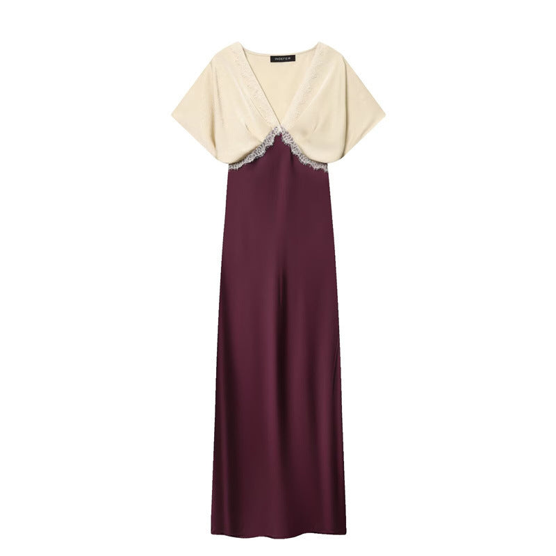 Women's Lace Silk Satin Dress