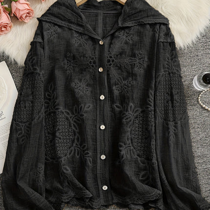 Ladies Lightweight Olive Green Embroidered Hooded Cardigan