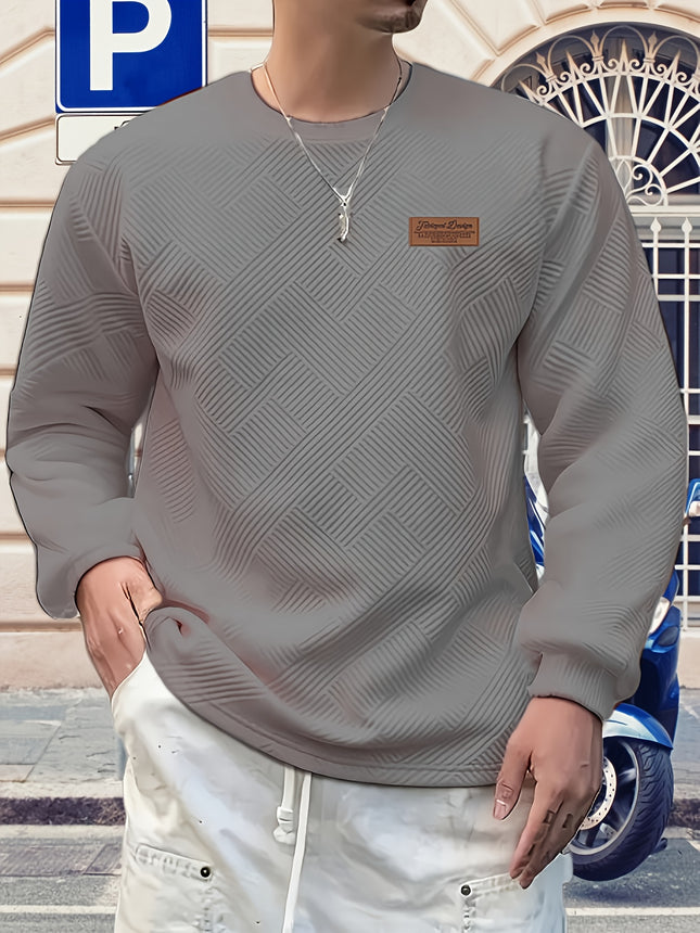 Mens Heavyweight Geometric Crewneck Sweatshirt Long Sleeve
