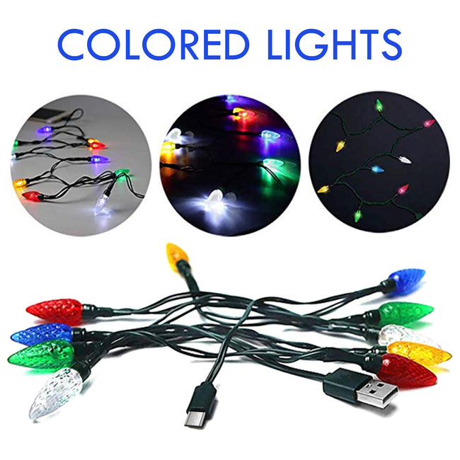 Merry Christmas Light Led Usb Charging Cable Charger Cord With LED Lights For Room Decoration Night Light Micro USB Type-C Port Hover Image