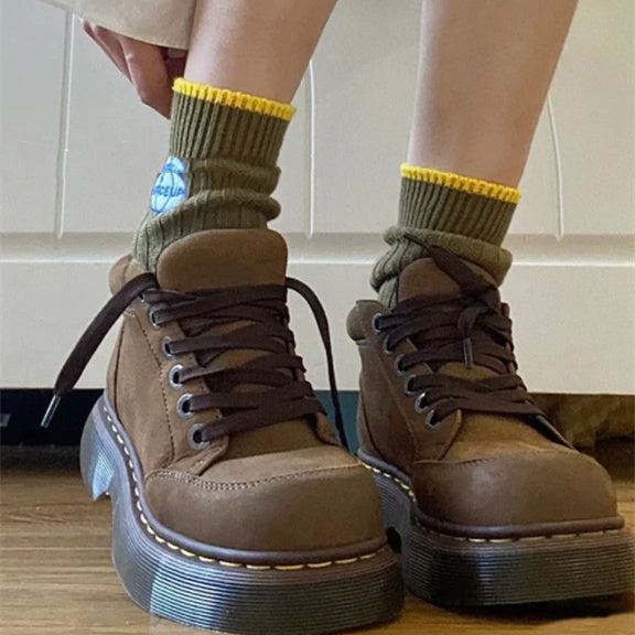 American Retro Brown Matte Leather Thick-soled Dr. Martens Boots