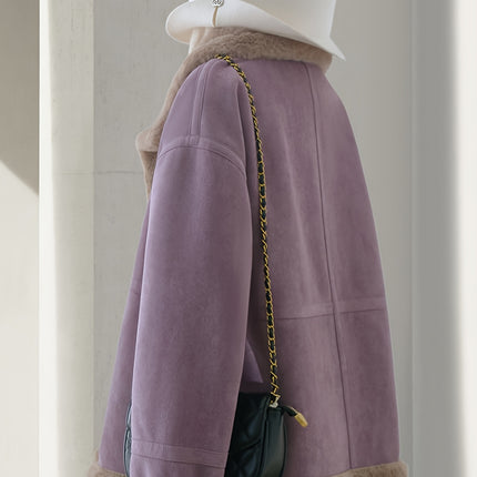 Autumn Winter Purple Korean Style Relaxed Jacket For Women