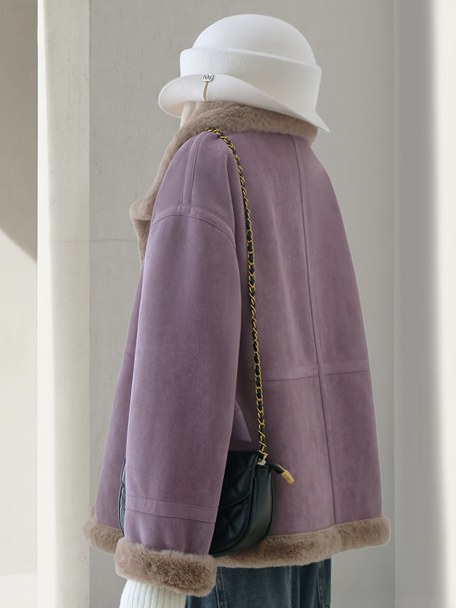 Autumn Winter Purple Korean Style Relaxed Jacket For Women