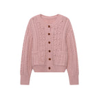 Korean Style Idle Style Thick Needle Twisted Texture Knitted Cardigan Sweater