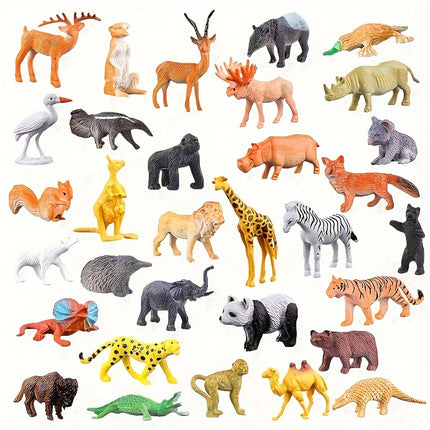 Set 53 Mini Jungle Animal Models With Fences And Trees