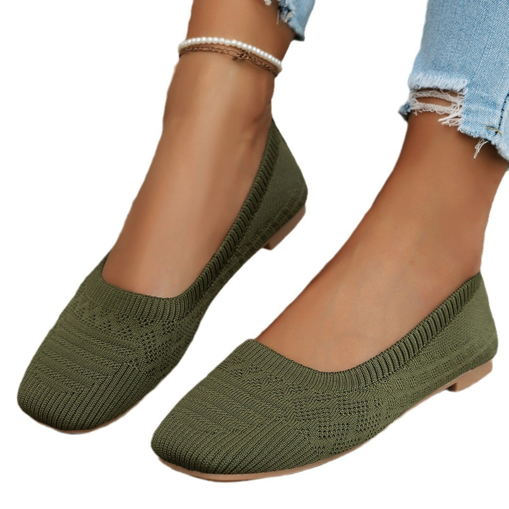 Women's Knitted Plus Size Flying Woven Breathable One Pedal Shoes