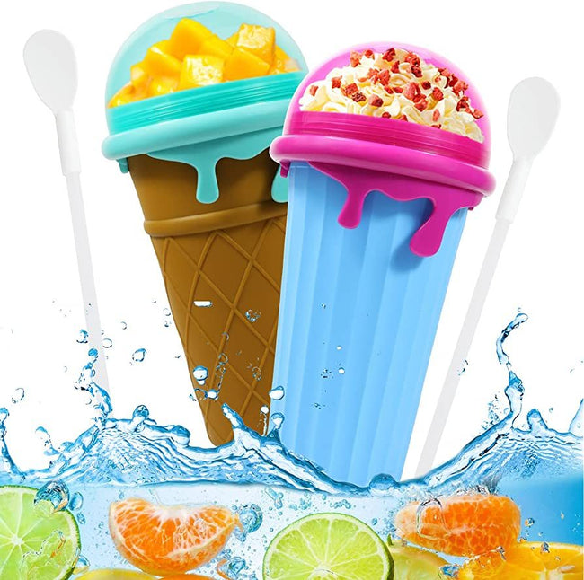 500ml Large Capacity Slushy Cup Summer Squeeze Homemade Juice Water Bottle Quick-Frozen Smoothie Sand Cup Pinch Fast Cooling Magic Ice Cream Slushy Maker Beker Kitchen Gadgets Hover Image