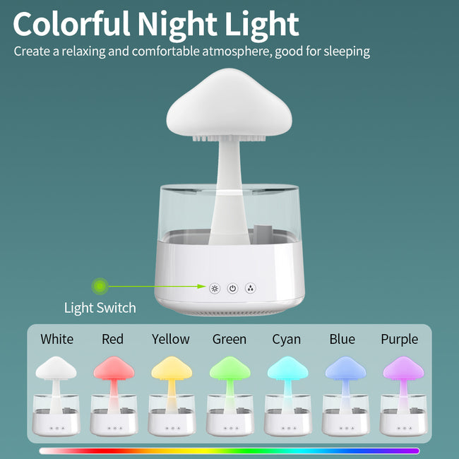 2-in-1 Desk Humidifier Rain Cloud Aromatherapy Essential Oil Zen Diffuser & Raining Cloud Night Light Mushroom Lamp Main Image
