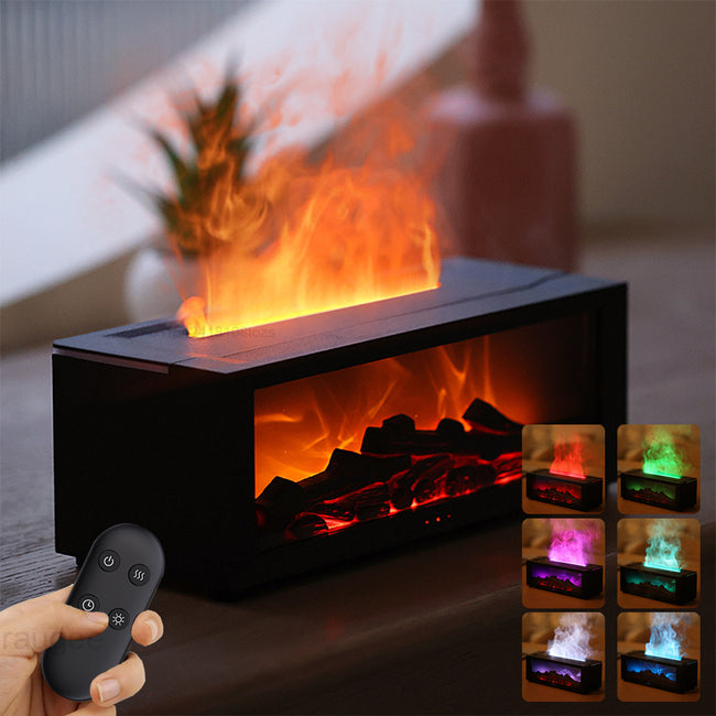 New Flame Aromatherapy Machine Colorful Essential Oil Diffuser Home Large Fog Volume Flame Humidifier 3D Flame Fireplace Machine Hover Image